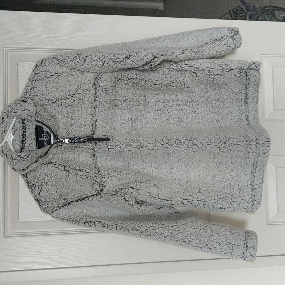 BOXERCRAFT Frosty Grey Half-Zip Up Sherpa Pullover Size Small